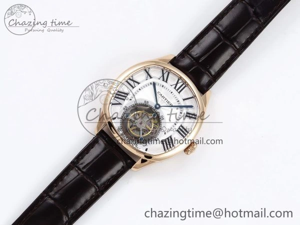 AllSeason Drive De Cartier Flying Tourbillon RG RMS Best Edition White Dial on Brown Leather Strap 5990