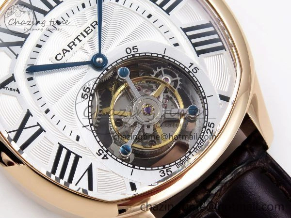 AllSeason Drive De Cartier Flying Tourbillon RG RMS Best Edition White Dial on Brown Leather Strap 5990
