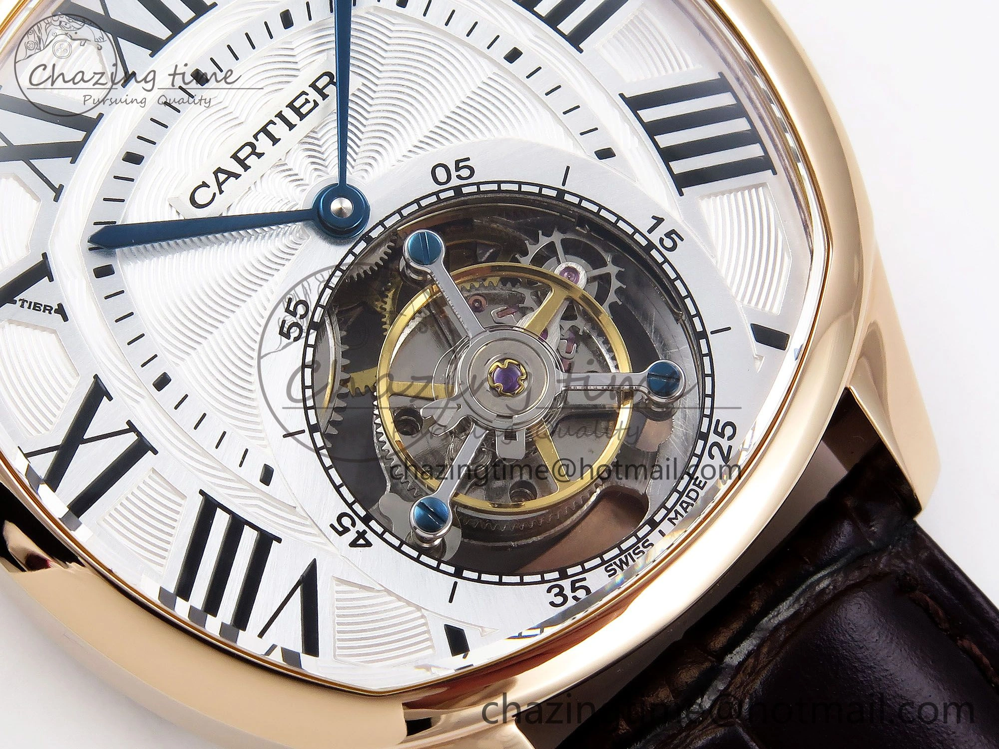 AllSeason Drive De Cartier Flying Tourbillon RG RMS Best Edition White Dial on Brown Leather Strap 5990