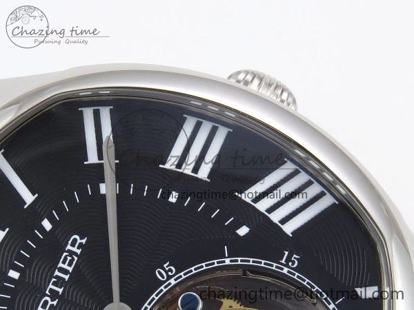 Drive De Cartier Flying Tourbillon SS RMS Best Edition Black Dial on Black Leather Strap TechFriendly 5987