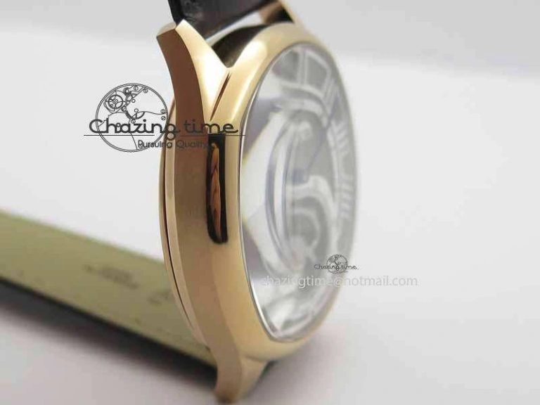 Versatile Drive De Cartier Tourbillon SS RG Best Edition Gray Textured Dial On Brown Leather Strap 6296