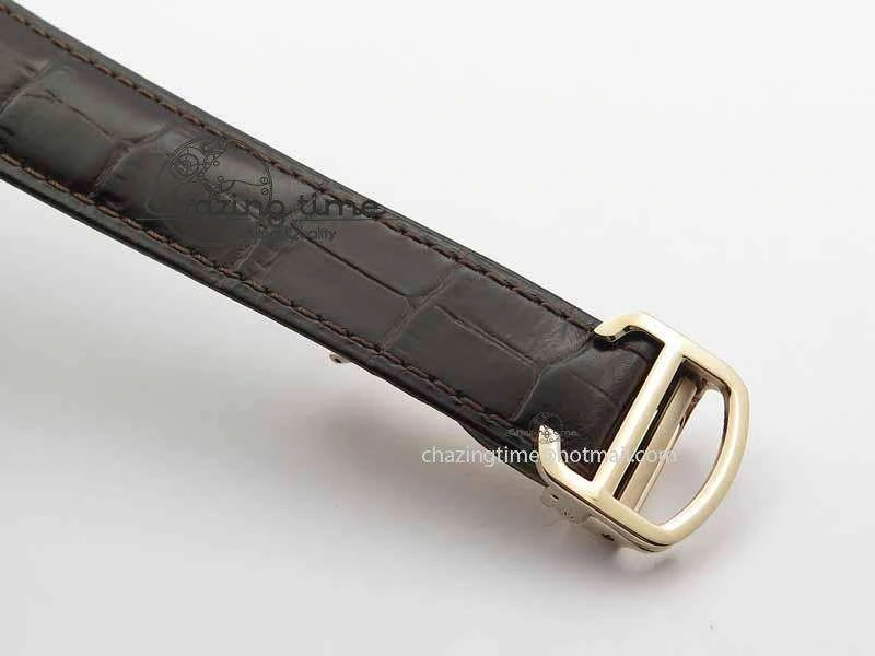 Drive De Cartier Tourbillon SS RG Best Edition White Textured Dial On Brown Leather Strap Packable 6292