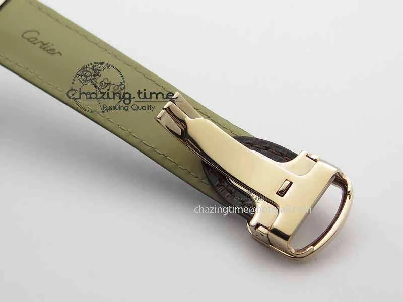 Drive De Cartier Tourbillon SS RG Best Edition White Textured Dial On Brown Leather Strap Packable 6292