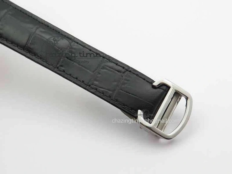Drive De Cartier Tourbillon SS TF Best Edition Gray Textured Dial On Black Leather Strap Comfortable 6297