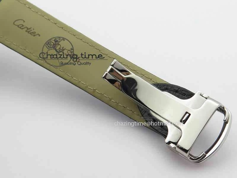 Drive De Cartier Tourbillon SS TF Best Edition Gray Textured Dial On Black Leather Strap Comfortable 6297