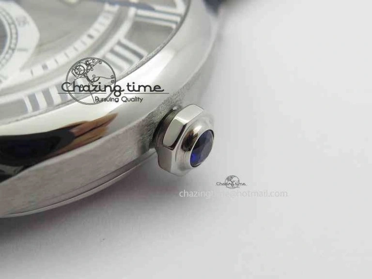 Drive De Cartier Tourbillon SS TF Best Edition Gray Textured Dial On Black Leather Strap Comfortable 6297