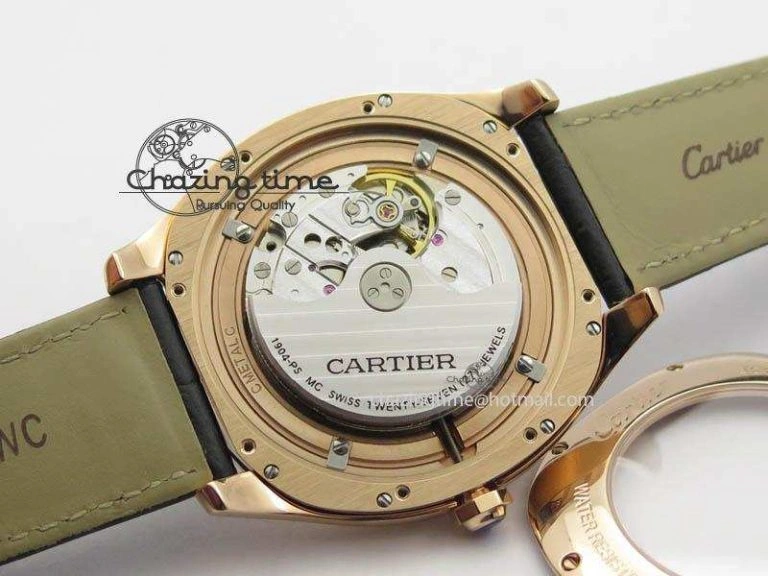 AllSeason Drive de Cartier RG Best Edition Black Textured Dial On Black Leather Strap A23J(1904-PS MC) 6285