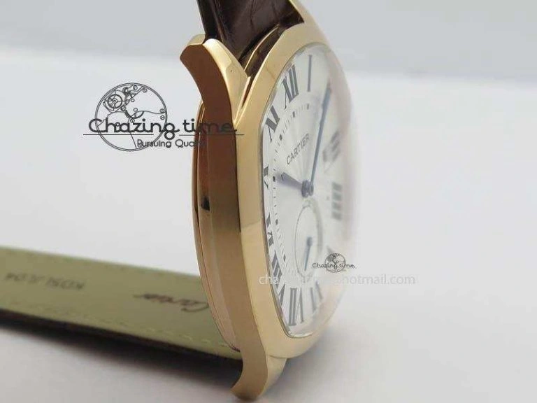 Reliable Drive de Cartier RG Best Edition White Textured Dial On Brown Leather Strap A23J(1904-PS MC) 6286