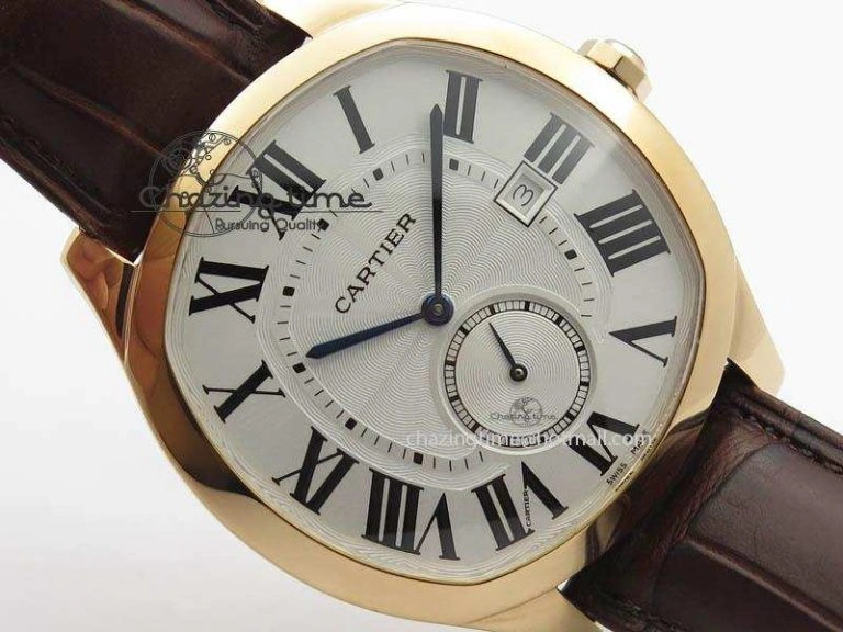 Reliable Drive de Cartier RG Best Edition White Textured Dial On Brown Leather Strap A23J(1904-PS MC) 6286