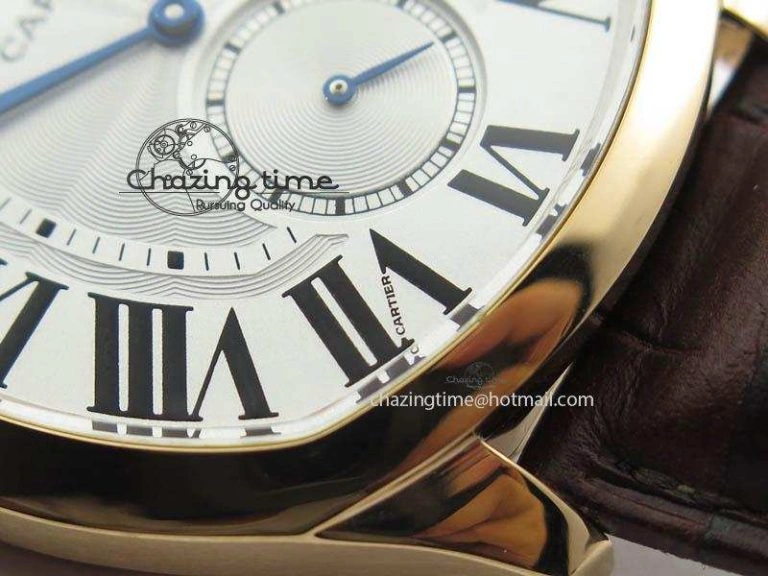 Reliable Drive de Cartier RG Best Edition White Textured Dial On Brown Leather Strap A23J(1904-PS MC) 6286