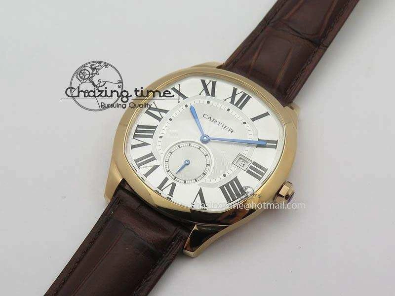 Reliable Drive de Cartier RG Best Edition White Textured Dial On Brown Leather Strap A23J(1904-PS MC) 6286