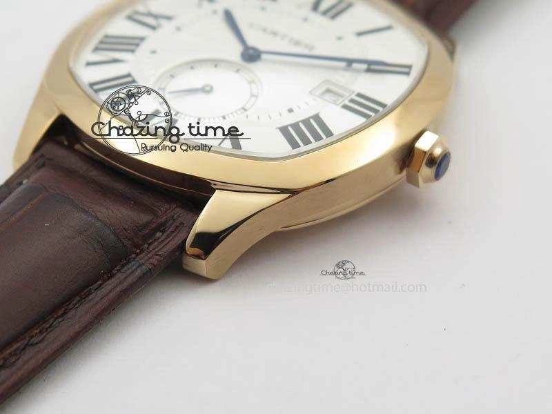 Reliable Drive de Cartier RG Best Edition White Textured Dial On Brown Leather Strap A23J(1904-PS MC) 6286