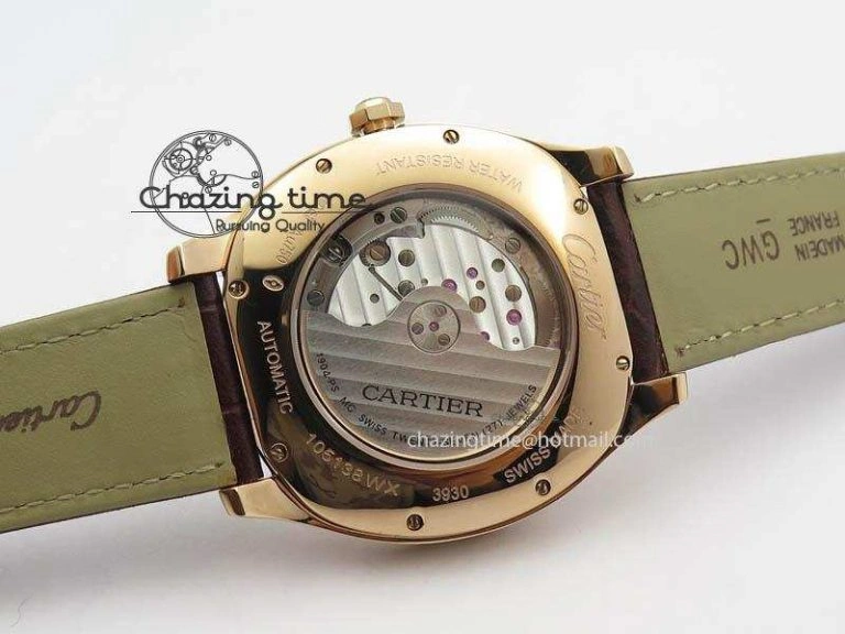 Reliable Drive de Cartier RG Best Edition White Textured Dial On Brown Leather Strap A23J(1904-PS MC) 6286