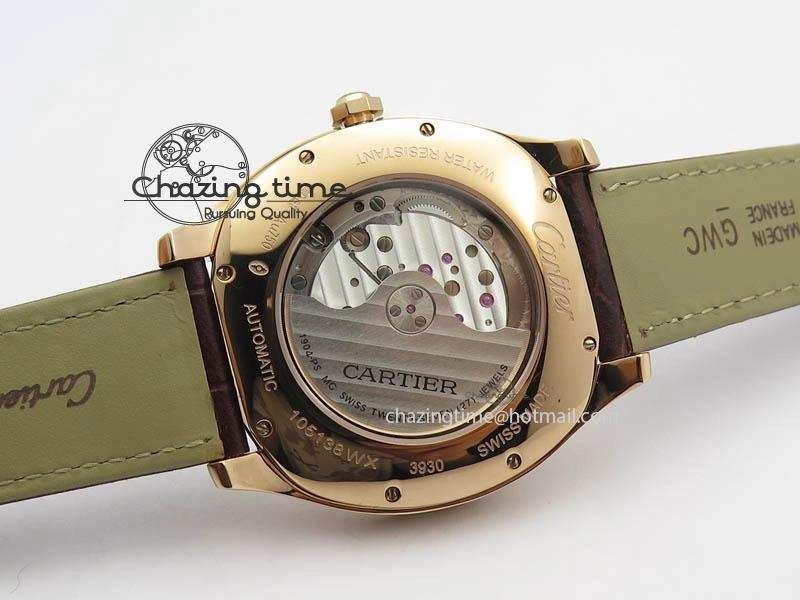 Reliable Drive de Cartier RG Best Edition White Textured Dial On Brown Leather Strap A23J(1904-PS MC) 6286