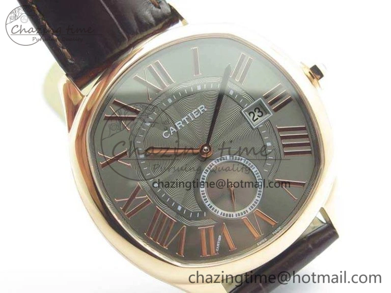 Colorful Drive de Cartier RG TF 1:1 Best Edition Gray Textured Dial On Brown Leather Strap A23J 6275