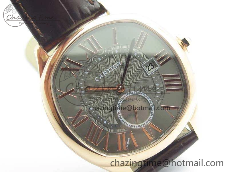 Colorful Drive de Cartier RG TF 1:1 Best Edition Gray Textured Dial On Brown Leather Strap A23J 6275