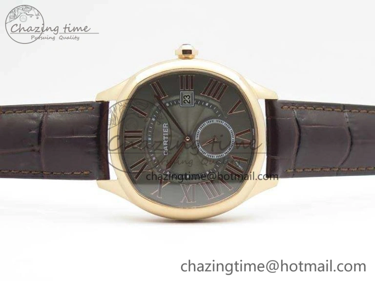 Colorful Drive de Cartier RG TF 1:1 Best Edition Gray Textured Dial On Brown Leather Strap A23J 6275