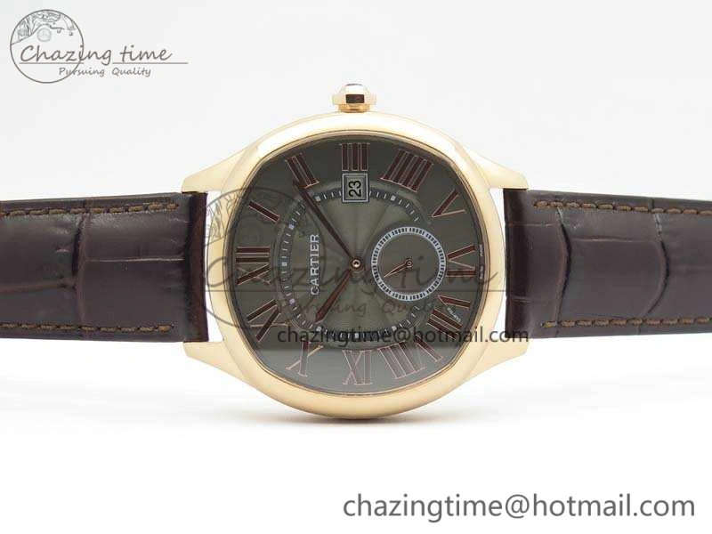 Colorful Drive de Cartier RG TF 1:1 Best Edition Gray Textured Dial On Brown Leather Strap A23J 6275