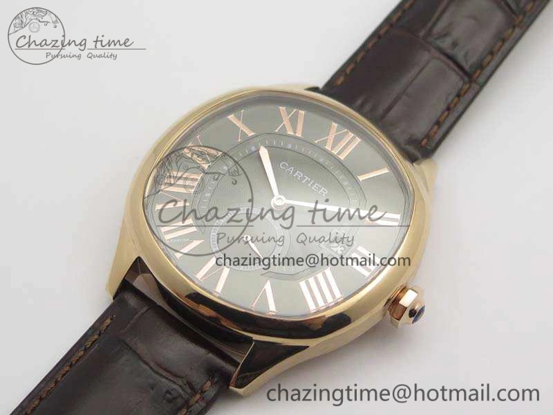 Colorful Drive de Cartier RG TF 1:1 Best Edition Gray Textured Dial On Brown Leather Strap A23J 6275