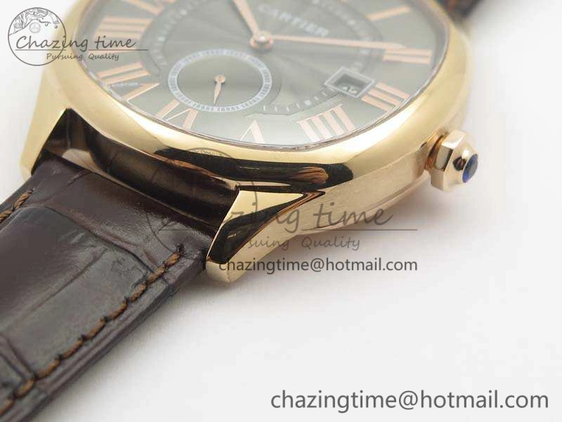 Colorful Drive de Cartier RG TF 1:1 Best Edition Gray Textured Dial On Brown Leather Strap A23J 6275