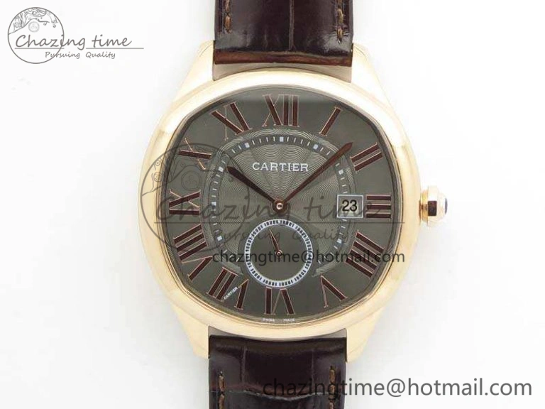 Colorful Drive de Cartier RG TF 1:1 Best Edition Gray Textured Dial On Brown Leather Strap A23J 6275