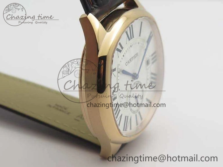 Drive de Cartier RG TF 1:1 Best Edition White Textured Dial On Brown Leather Strap A23J SmoothTexture 6272