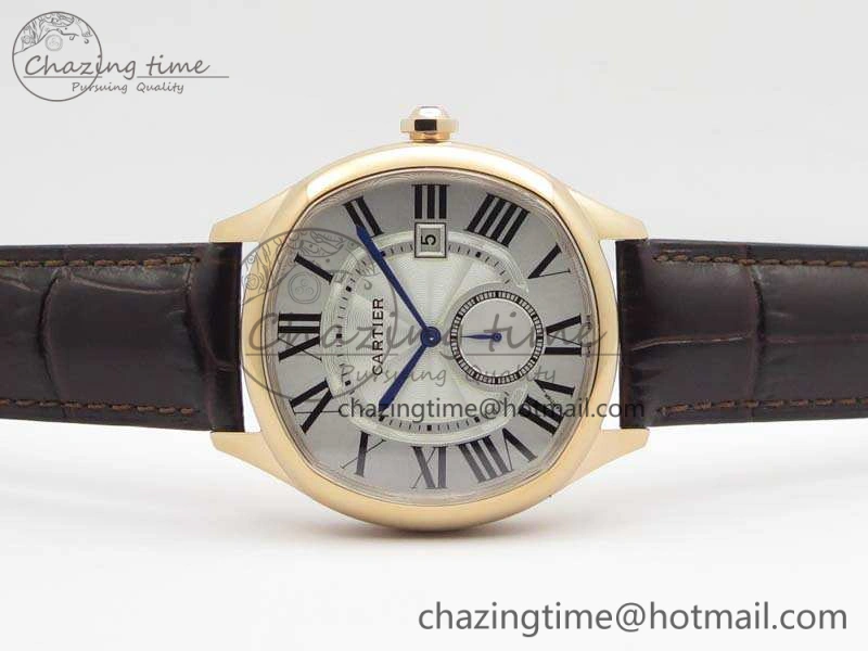 Drive de Cartier RG TF 1:1 Best Edition White Textured Dial On Brown Leather Strap A23J SmoothTexture 6272