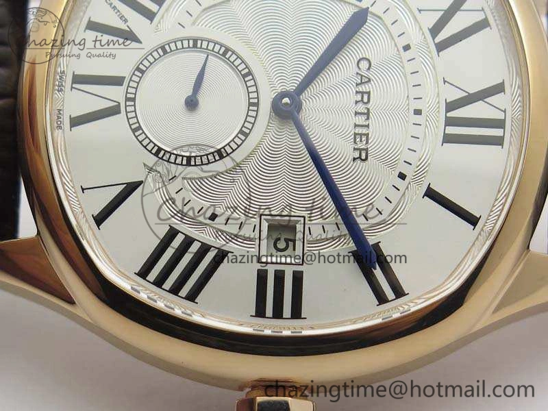 Drive de Cartier RG TF 1:1 Best Edition White Textured Dial On Brown Leather Strap A23J SmoothTexture 6272