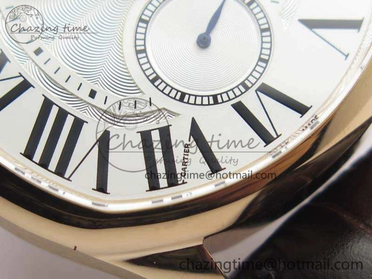Drive de Cartier RG TF 1:1 Best Edition White Textured Dial On Brown Leather Strap A23J SmoothTexture 6272
