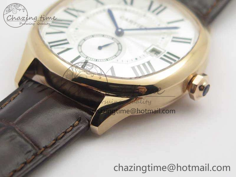 Drive de Cartier RG TF 1:1 Best Edition White Textured Dial On Brown Leather Strap A23J SmoothTexture 6272