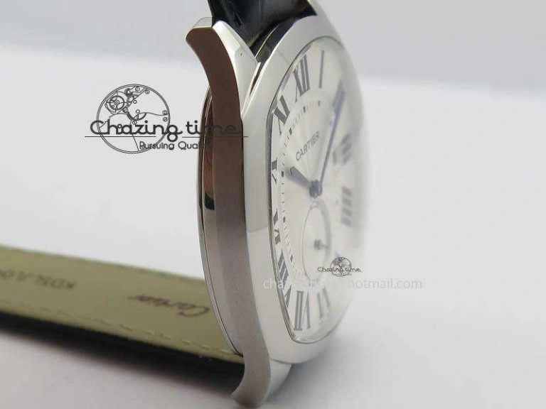 Drive de Cartier SS Best Edition White Textured Dial On Black Leather Strap A23J(1904-PS MC) Sustainable 6287