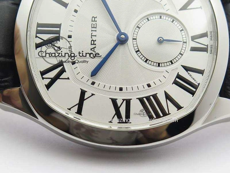 Drive de Cartier SS Best Edition White Textured Dial On Black Leather Strap A23J(1904-PS MC) Sustainable 6287