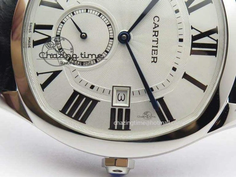 Drive de Cartier SS Best Edition White Textured Dial On Black Leather Strap A23J(1904-PS MC) Sustainable 6287