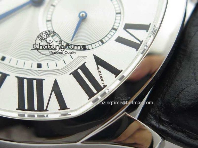 Drive de Cartier SS Best Edition White Textured Dial On Black Leather Strap A23J(1904-PS MC) Sustainable 6287