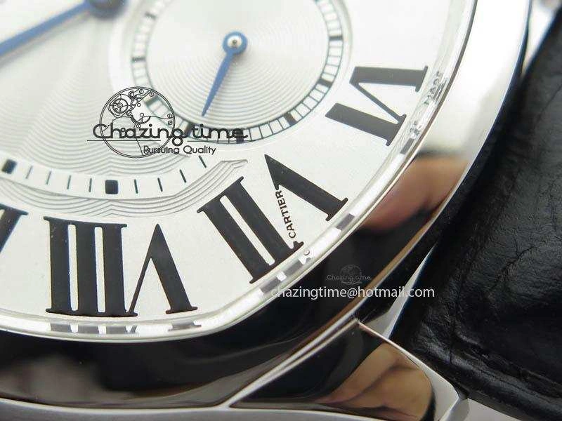 Drive de Cartier SS Best Edition White Textured Dial On Black Leather Strap A23J(1904-PS MC) Sustainable 6287