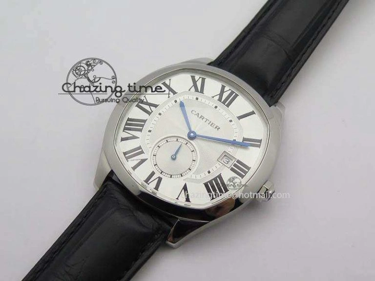 Drive de Cartier SS Best Edition White Textured Dial On Black Leather Strap A23J(1904-PS MC) Sustainable 6287