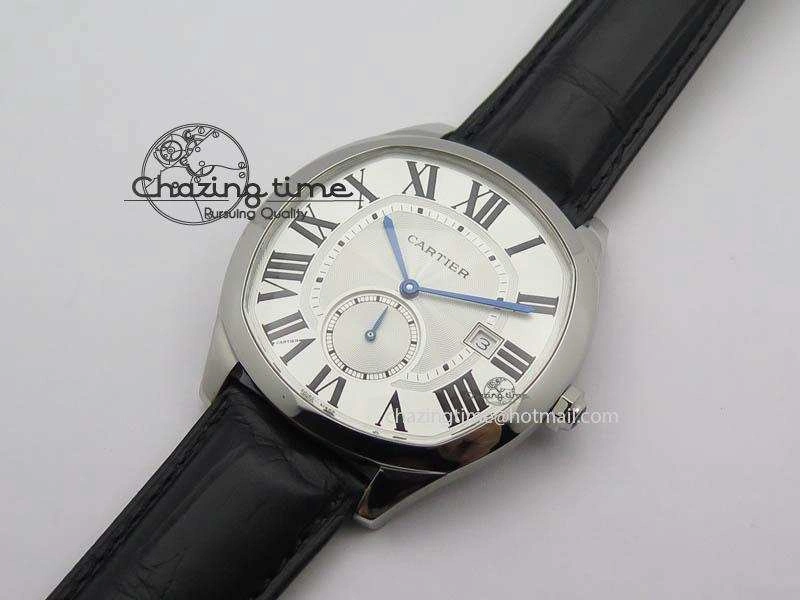 Drive de Cartier SS Best Edition White Textured Dial On Black Leather Strap A23J(1904-PS MC) Sustainable 6287