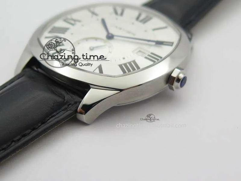 Drive de Cartier SS Best Edition White Textured Dial On Black Leather Strap A23J(1904-PS MC) Sustainable 6287