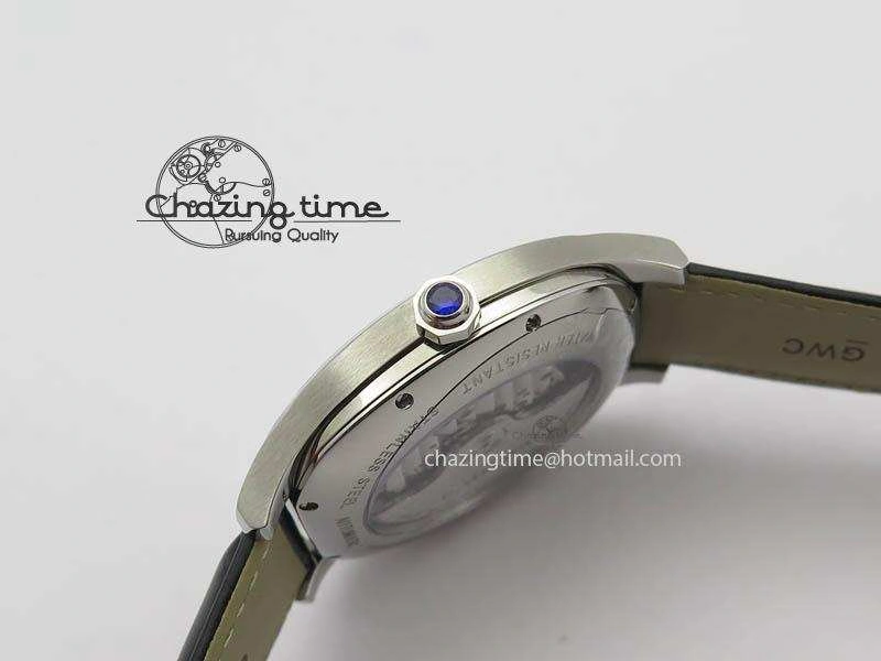 Drive de Cartier SS Best Edition White Textured Dial On Black Leather Strap A23J(1904-PS MC) Sustainable 6287