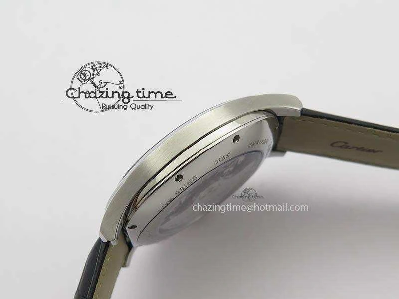 Drive de Cartier SS Best Edition White Textured Dial On Black Leather Strap A23J(1904-PS MC) Sustainable 6287