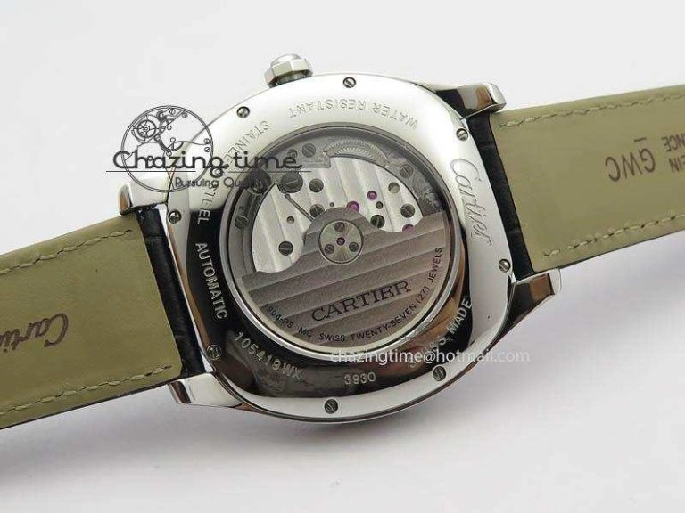 Drive de Cartier SS Best Edition White Textured Dial On Black Leather Strap A23J(1904-PS MC) Sustainable 6287