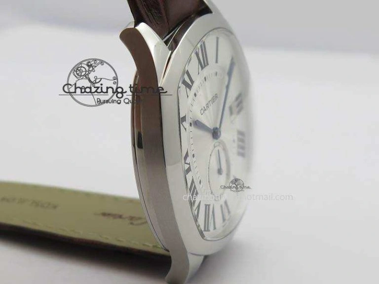 Drive de Cartier SS Best Edition White Textured Dial On Brown Leather Strap A23J(1904-PS MC) Comfortable 6288