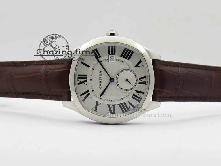 Drive de Cartier SS Best Edition White Textured Dial On Brown Leather Strap A23J(1904-PS MC) Comfortable 6288