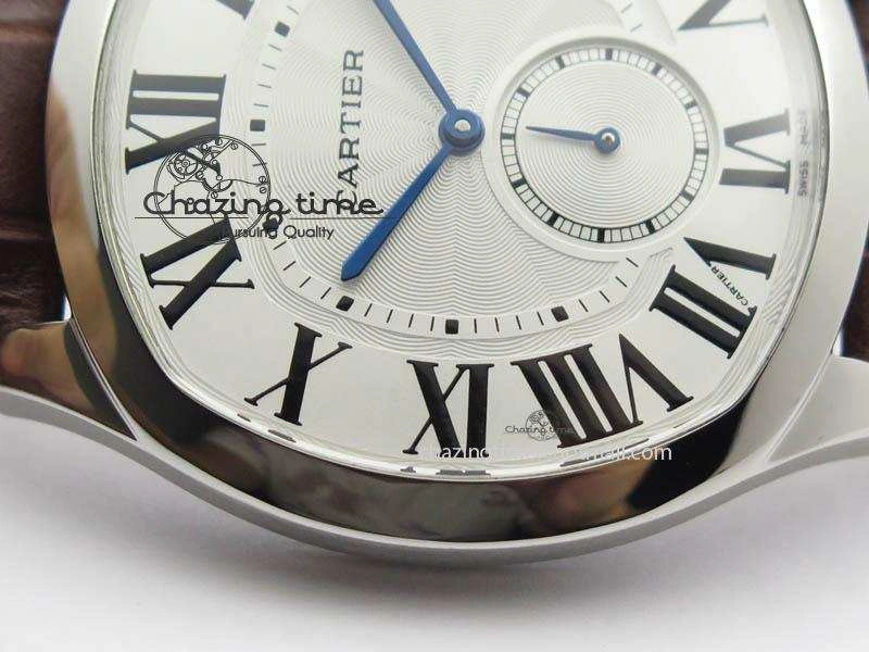 Drive de Cartier SS Best Edition White Textured Dial On Brown Leather Strap A23J(1904-PS MC) Comfortable 6288