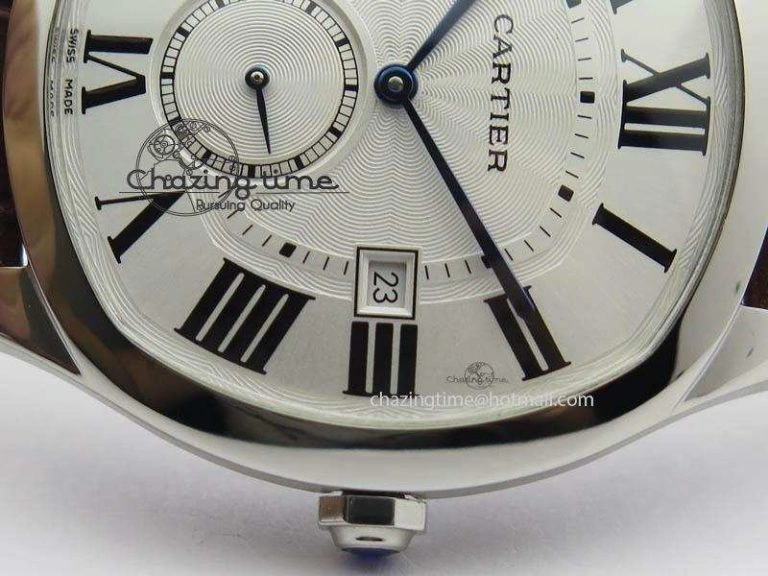 Drive de Cartier SS Best Edition White Textured Dial On Brown Leather Strap A23J(1904-PS MC) Comfortable 6288