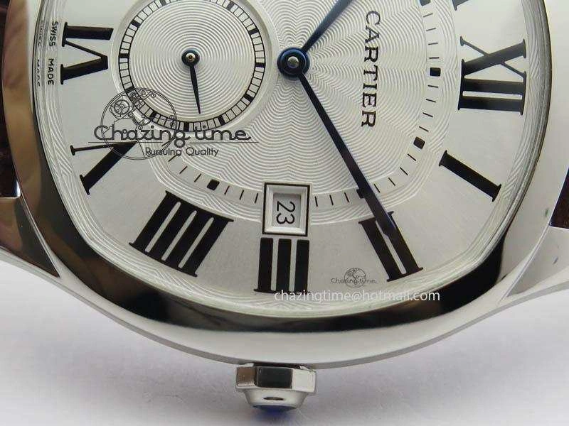 Drive de Cartier SS Best Edition White Textured Dial On Brown Leather Strap A23J(1904-PS MC) Comfortable 6288