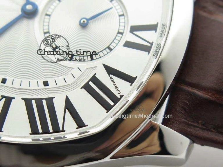 Drive de Cartier SS Best Edition White Textured Dial On Brown Leather Strap A23J(1904-PS MC) Comfortable 6288