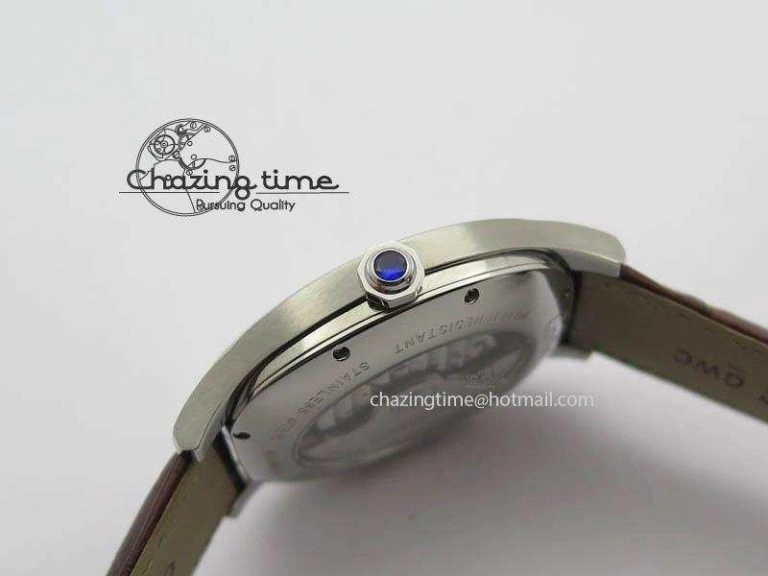 Drive de Cartier SS Best Edition White Textured Dial On Brown Leather Strap A23J(1904-PS MC) Comfortable 6288
