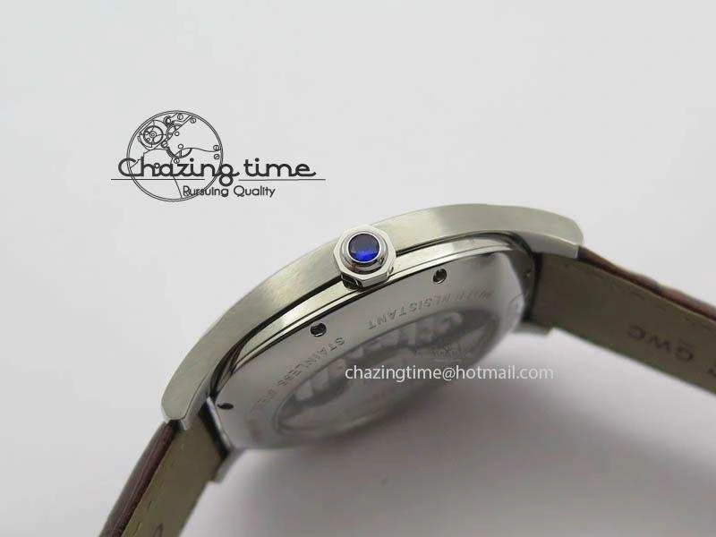 Drive de Cartier SS Best Edition White Textured Dial On Brown Leather Strap A23J(1904-PS MC) Comfortable 6288