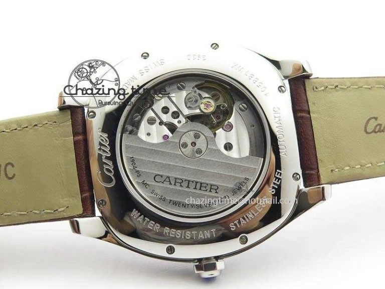 Drive de Cartier SS Best Edition White Textured Dial On Brown Leather Strap A23J(1904-PS MC) Comfortable 6288
